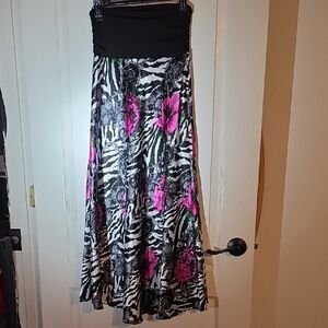 Body Central Black and Pink Maxi Skirt Or Dress